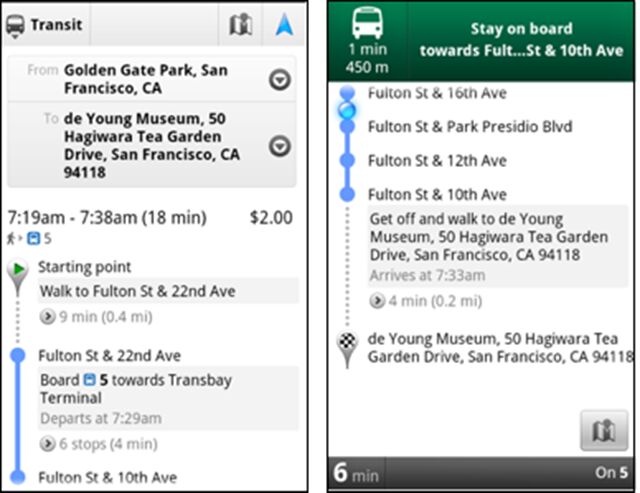 „Google Maps 5.7“, skirto „Android“, atnaujinimas. Navigacija viešajame transporte.